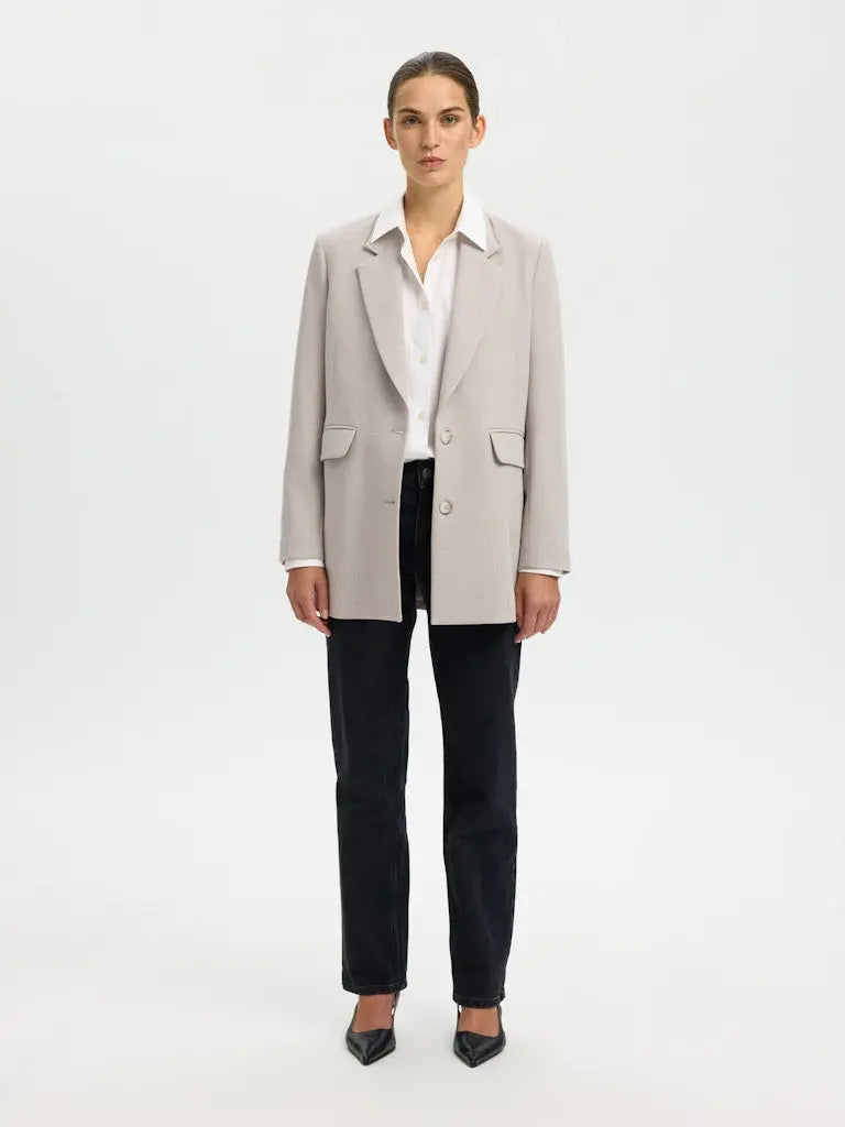 Rita Relaxed Blazer - Island Fossil Detail Selected Femme