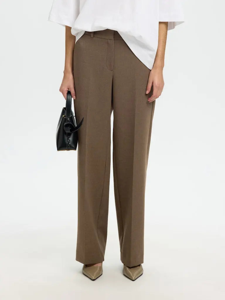 Rita Wide Pants - Chocolote Chip Detail Selected Femme