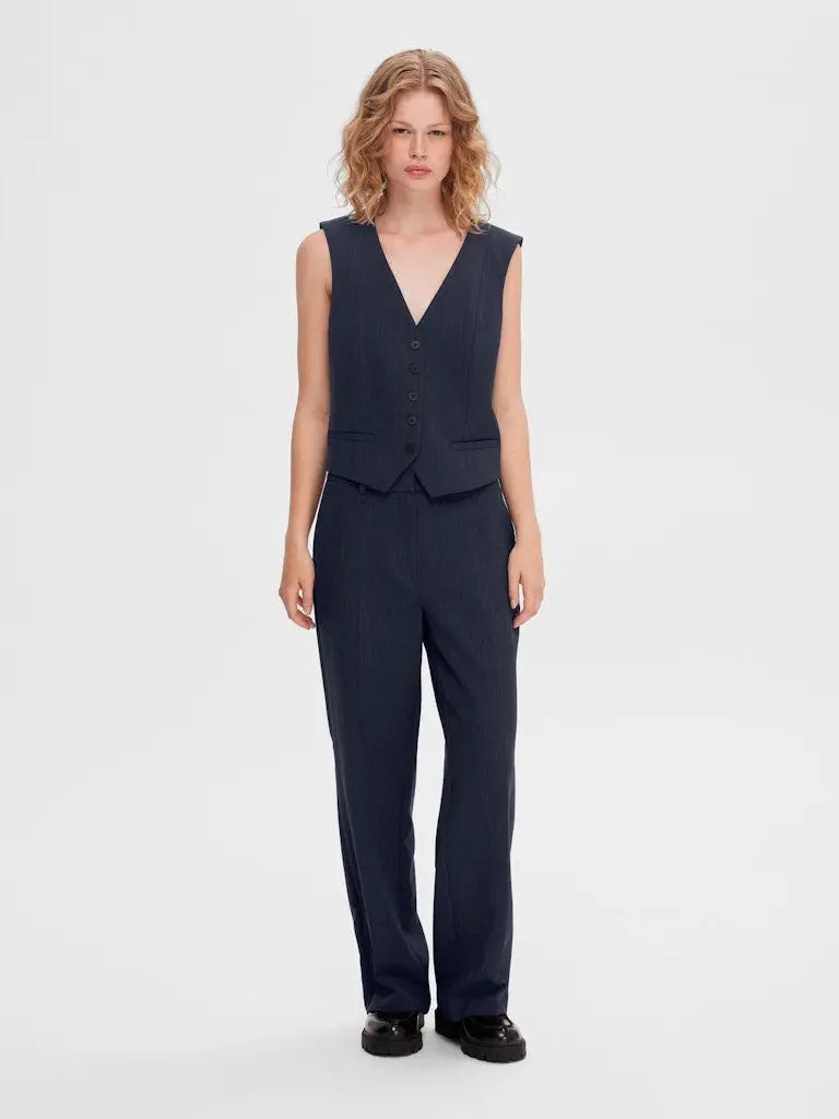 Rita Wide Pants - Dark Sapphire Melange Selected Femme