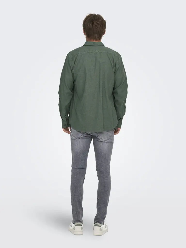 Road Regular Melange Skjorte - Castor Grey Only & Sons