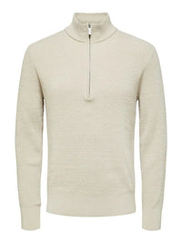 Rodney Genser Half Zip - Oatmeal Selected Homme