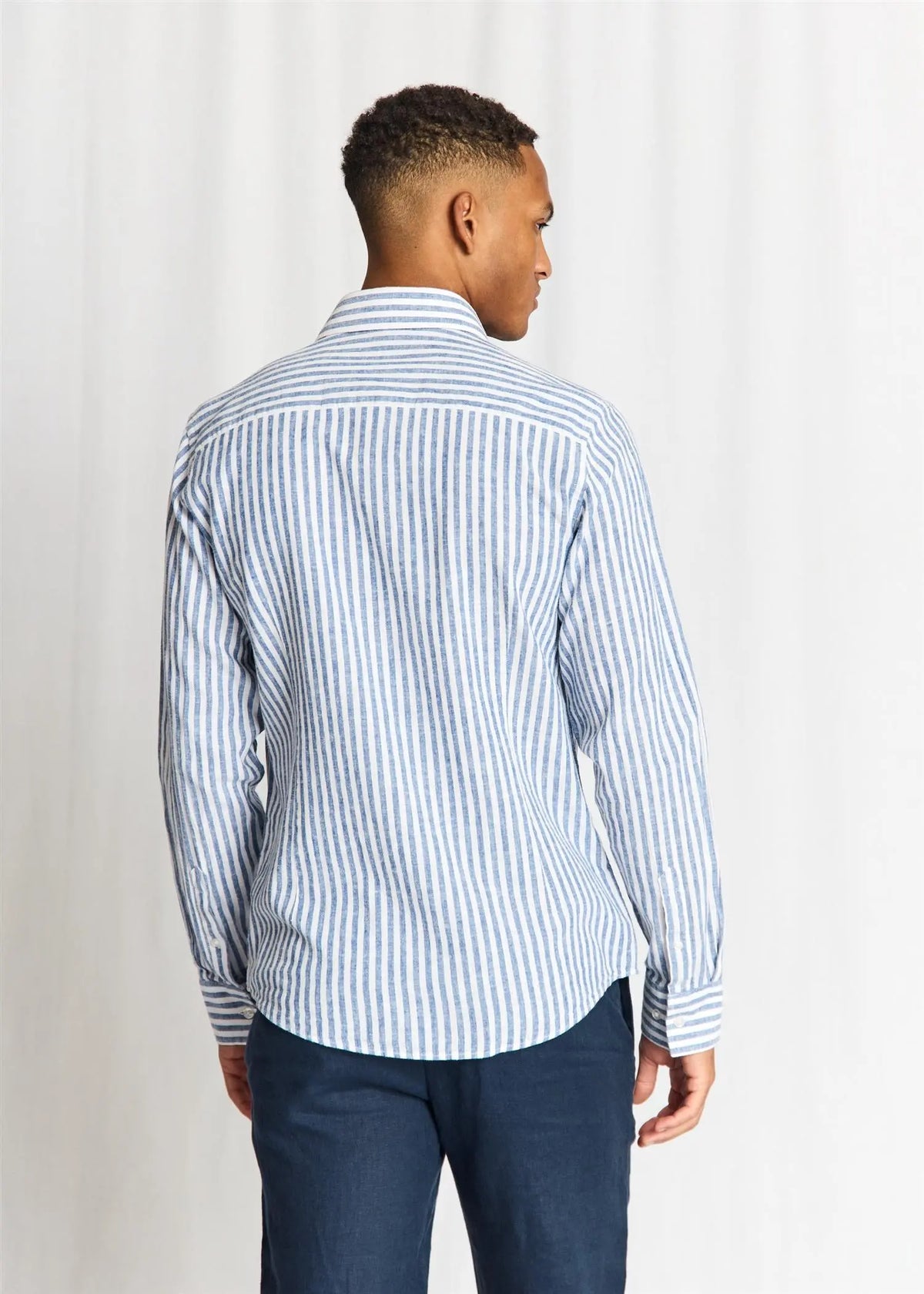 Rubio Stripet Linskjorte - Blue/White Bruun & Stengade