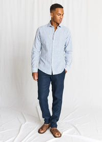 Rubio Stripet Linskjorte - Blue/White Bruun & Stengade
