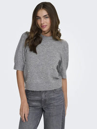 Rue Strikkegenser SS - Medium Grey Melange JDY