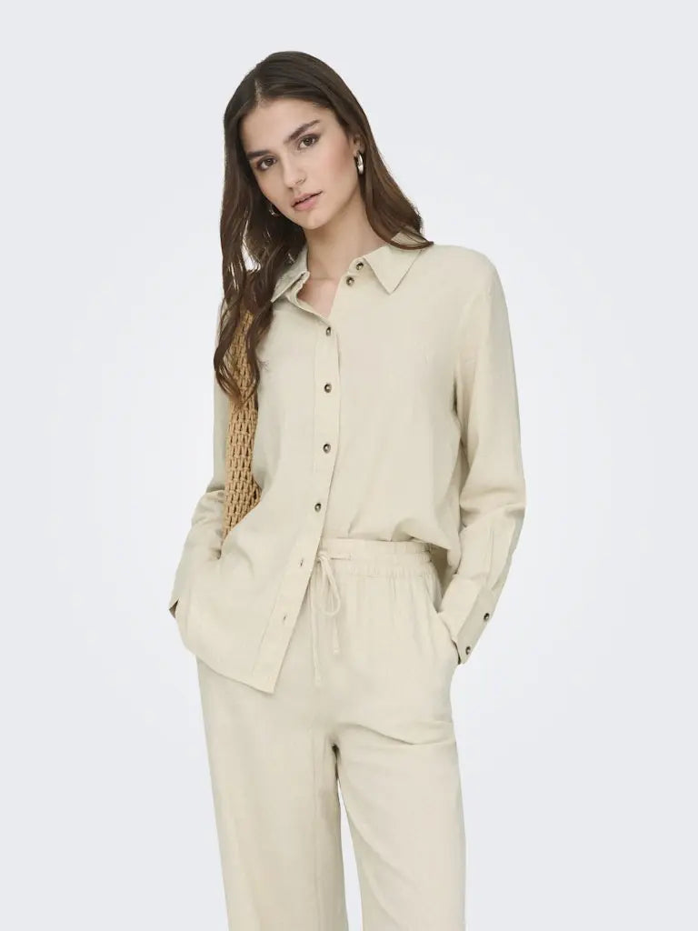 Say Linskjorte - Oatmeal Detail JDY
