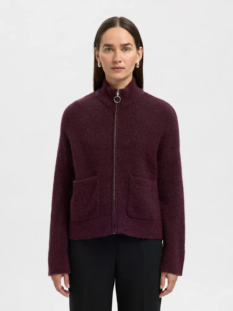 Sia Zip Cardigan - Fig Detail Selected Femme