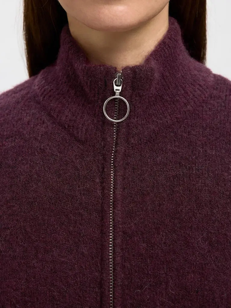 Sia Zip Cardigan - Fig Detail Selected Femme