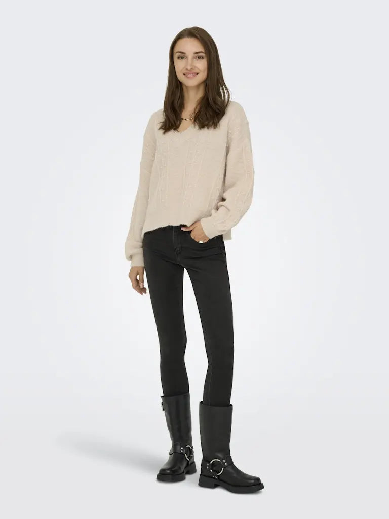 Sigrid Genser V-hals - Cement JDY