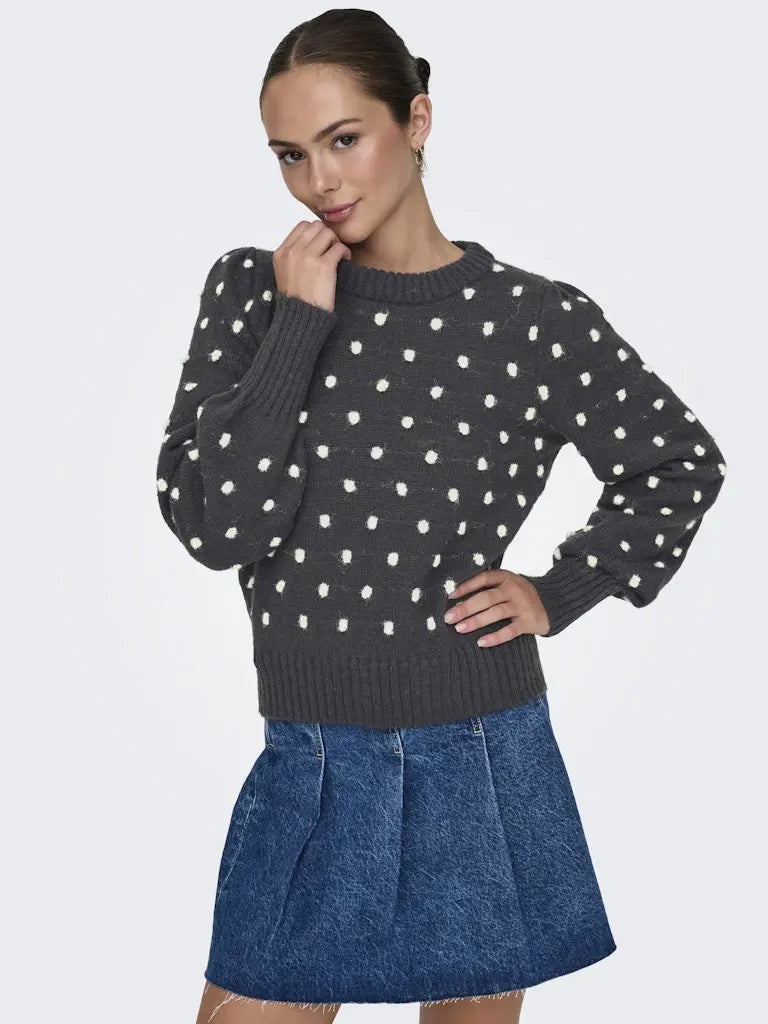 Sigrid Strikkegenser - Dark Grey Melange JDY