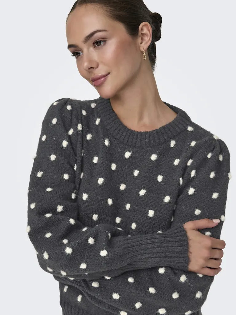 Sigrid Strikkegenser - Dark Grey Melange JDY