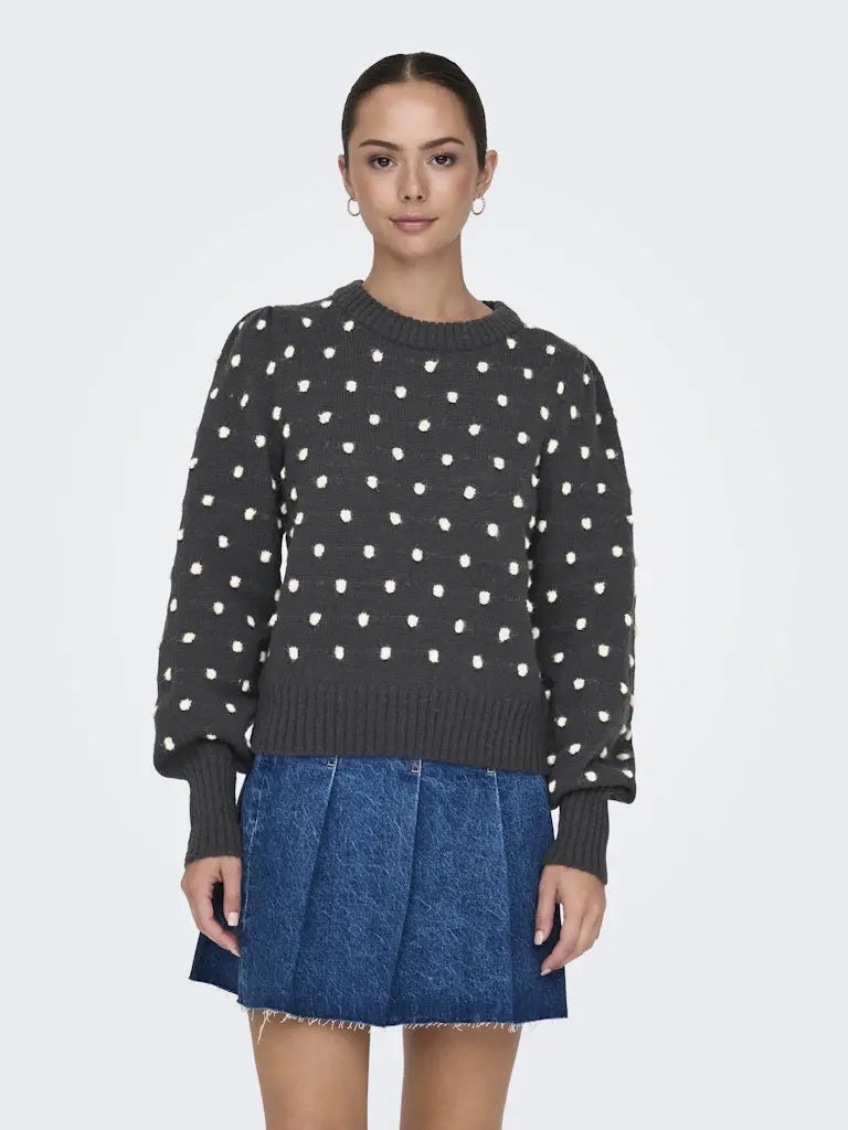 Sigrid Strikkegenser - Dark Grey Melange JDY