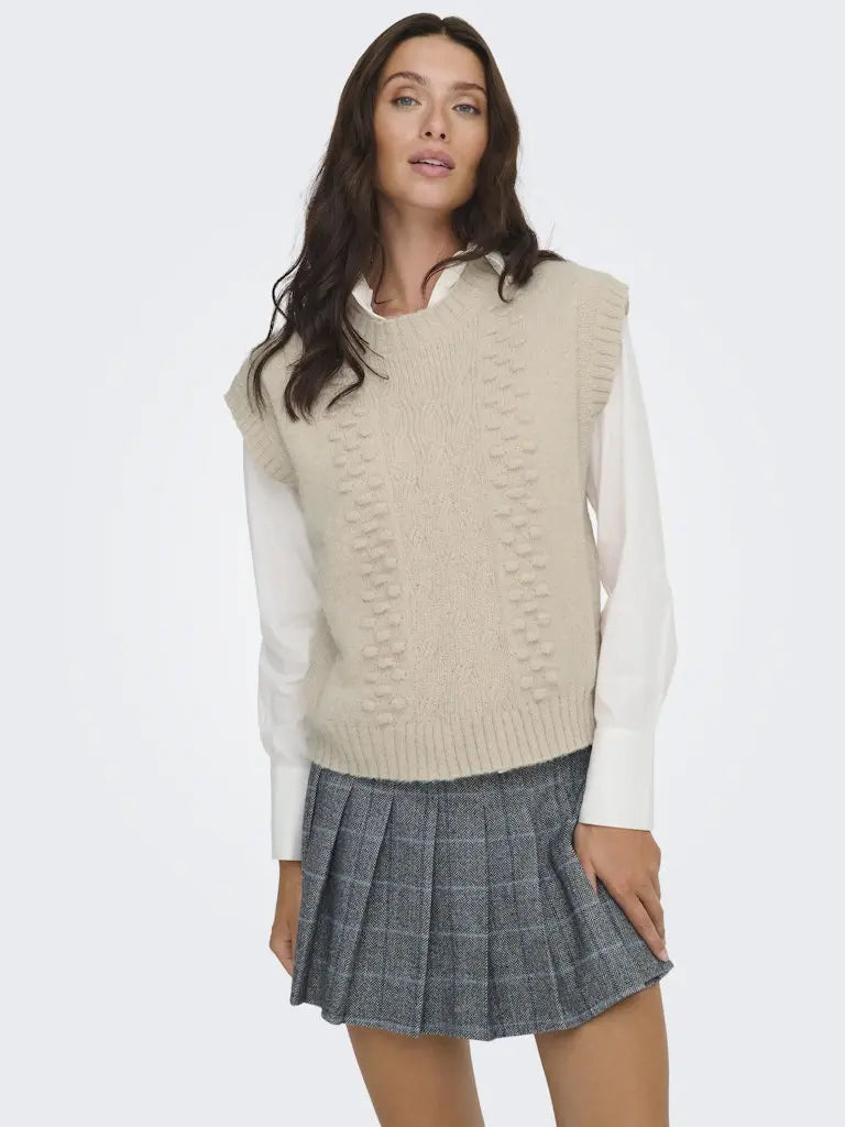 Sigrid Strikkevest - Cement JDY