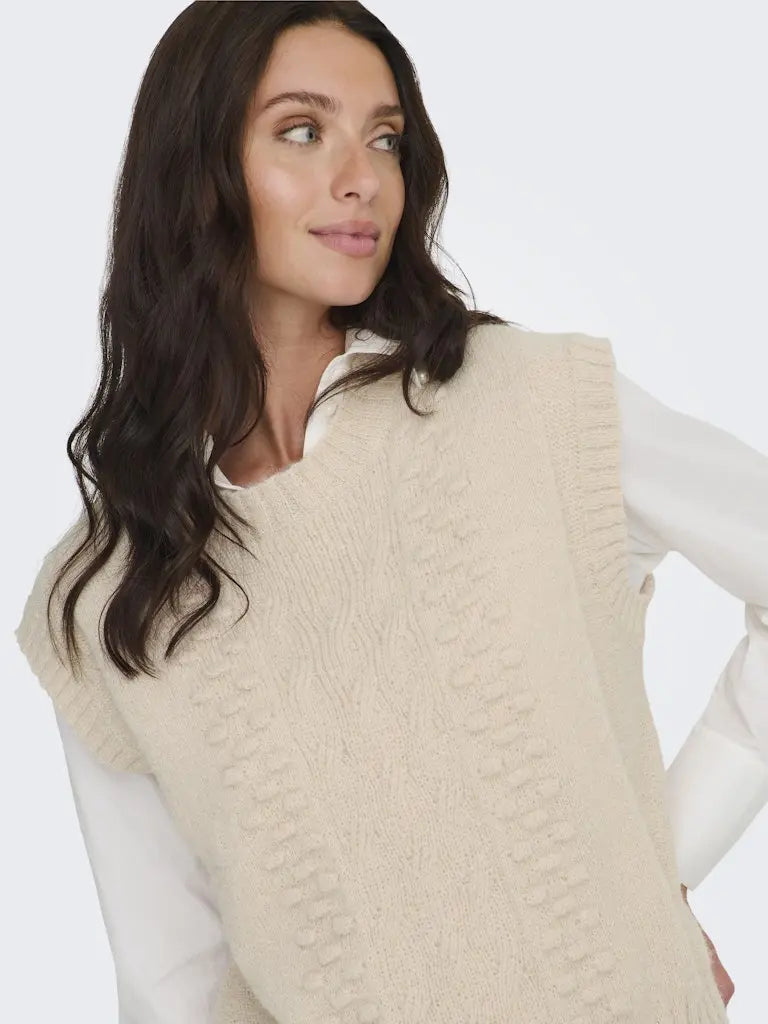 Sigrid Strikkevest - Cement JDY