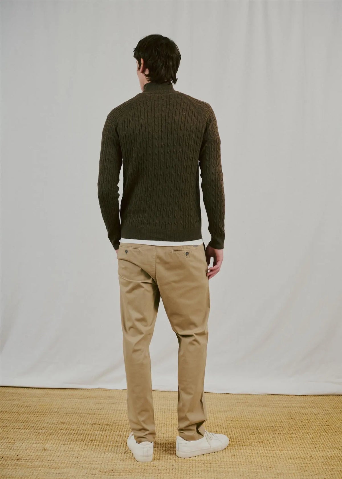 Simbel Kabelstrikk Half Zip Genser - Forest Bruun & Stengade