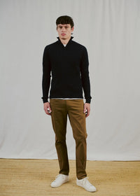 Simbel Kabelstrikk Half Zip Genser - Navy Bruun & Stengade