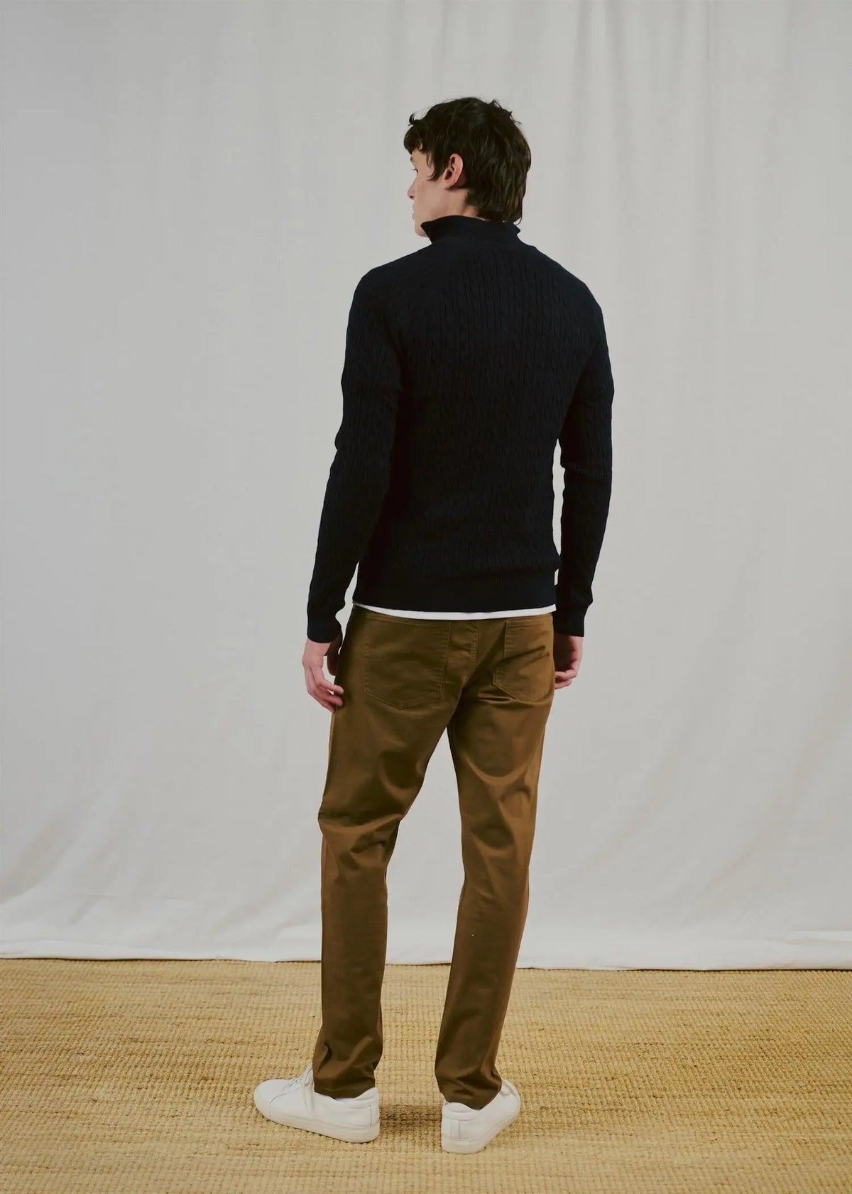 Simbel Kabelstrikk Half Zip Genser - Navy Bruun & Stengade