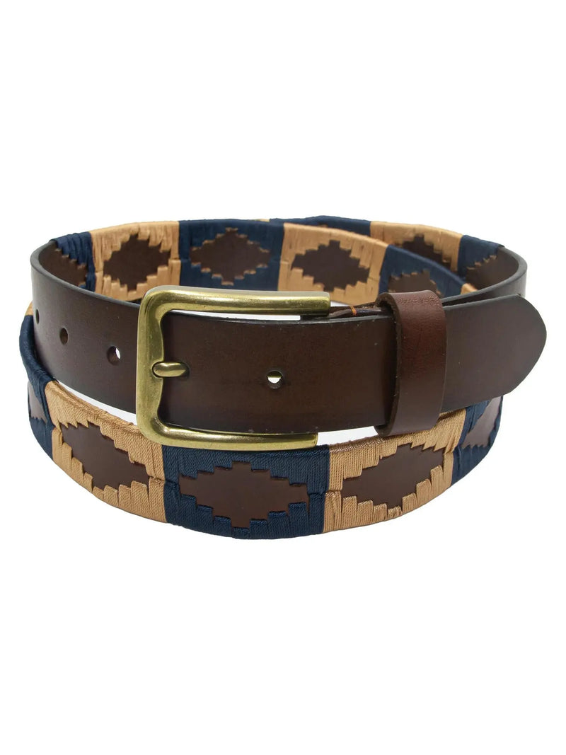 Skinnbelte m/ broderi - Blå Santi