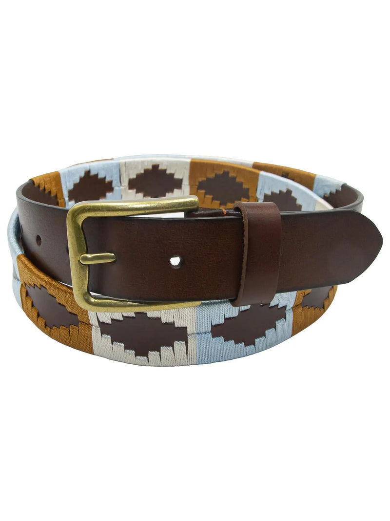 Skinnbelte m/ broderi - Natur Santi