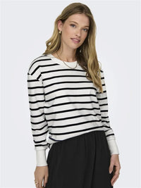 Ivy Sweat Genser - Cloud Dancer Stripes/Sky Captain JDY