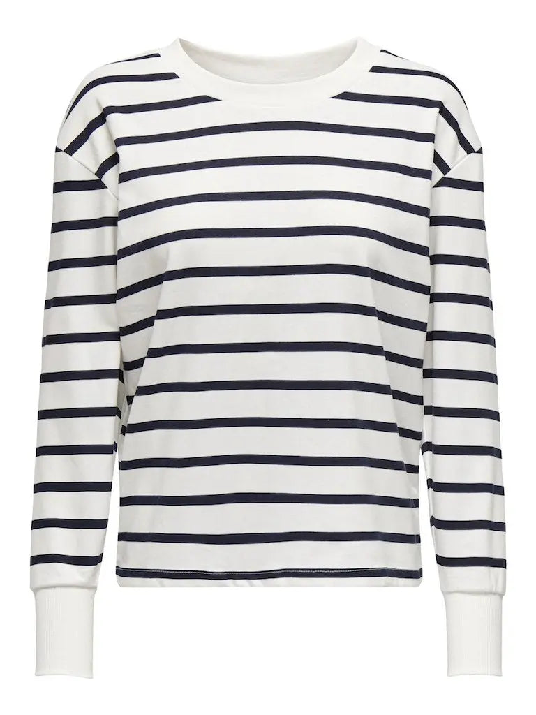 Ivy Sweat Genser - Cloud Dancer Stripes/Sky Captain JDY