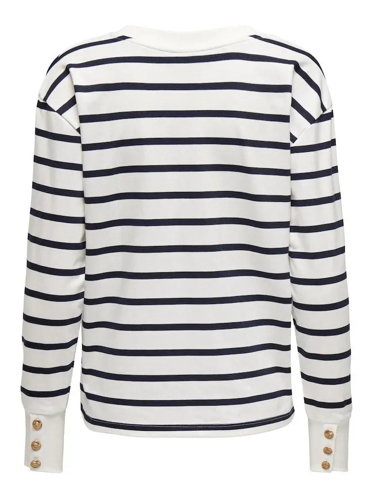 Ivy Sweat Genser - Cloud Dancer Stripes/Sky Captain JDY