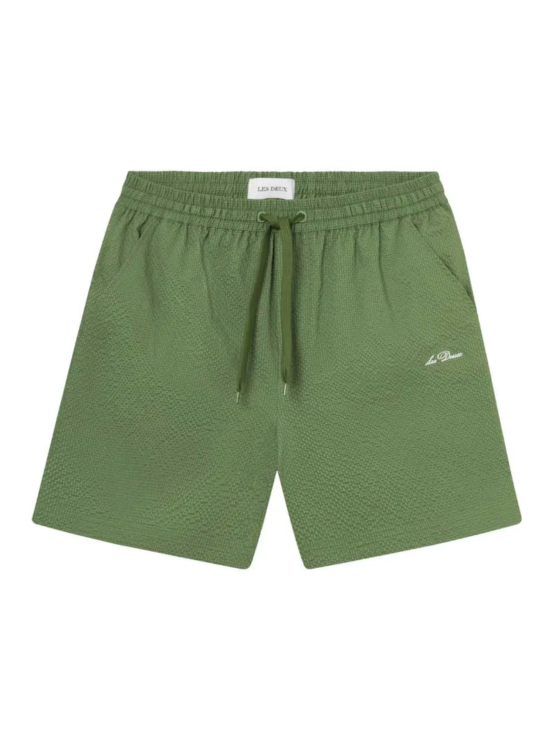 Stan Seersucker Badeshorts - Dark Ivy Green Les Deux