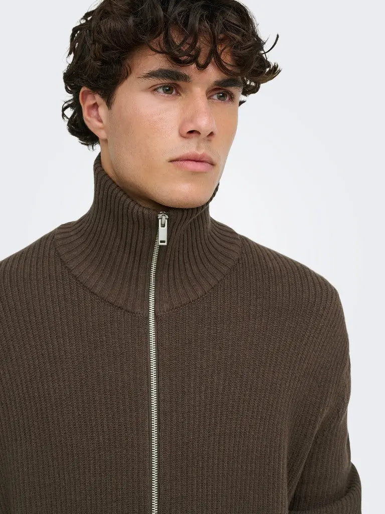 Stay Cardigan - Chocolate Brown Only & Sons