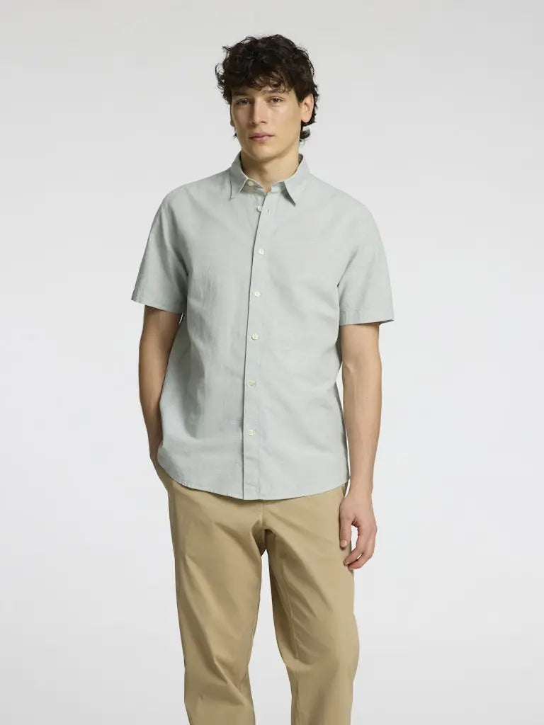 Sun Regular Linskjorte SS - Iceberg Green Selected Homme