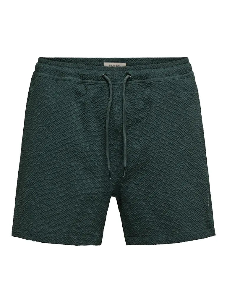 Ted Badeshorts Life Seersucker - Darkest Spruce Only & Sons