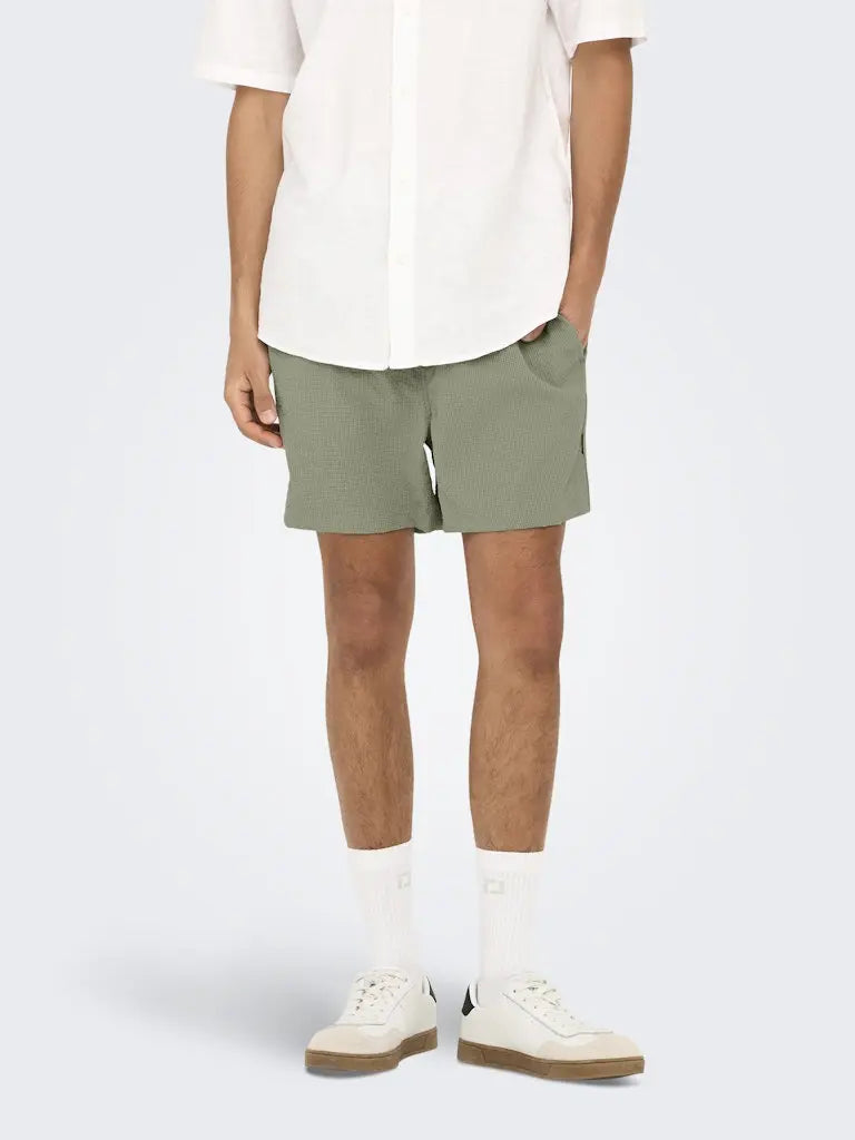 Ted Badeshorts Life Seersucker - Seagrass Only & Sons