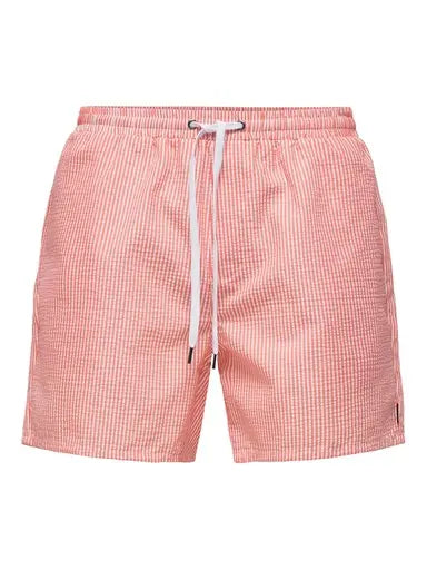 Ted Badeshorts Seersucker - Porcelain Rose Only & Sons