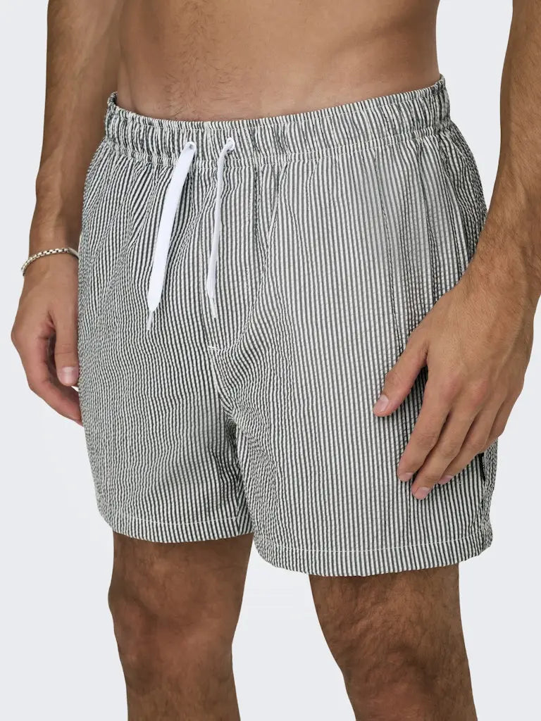 Ted Stripe Badeshorts Seersucker - Kambaba Only & Sons