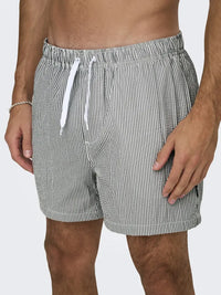 Ted Stripe Badeshorts Seersucker - Kambaba Only & Sons