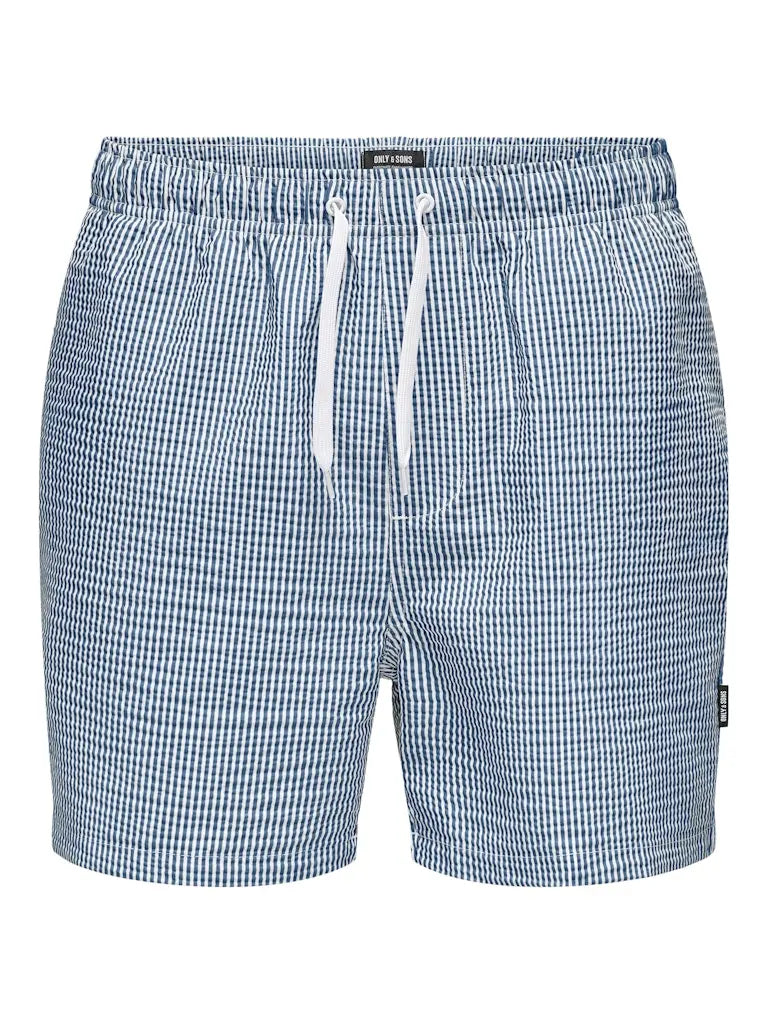 Ted Stripe Badeshorts Seersucker - Quiet Harbor Only & Sons