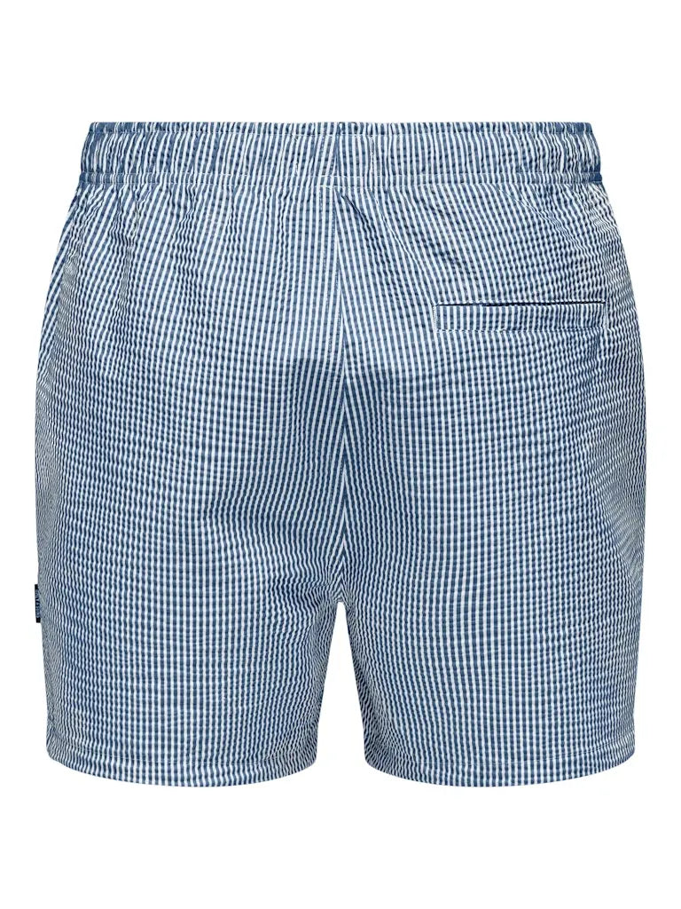 Ted Stripe Badeshorts Seersucker - Quiet Harbor Only & Sons
