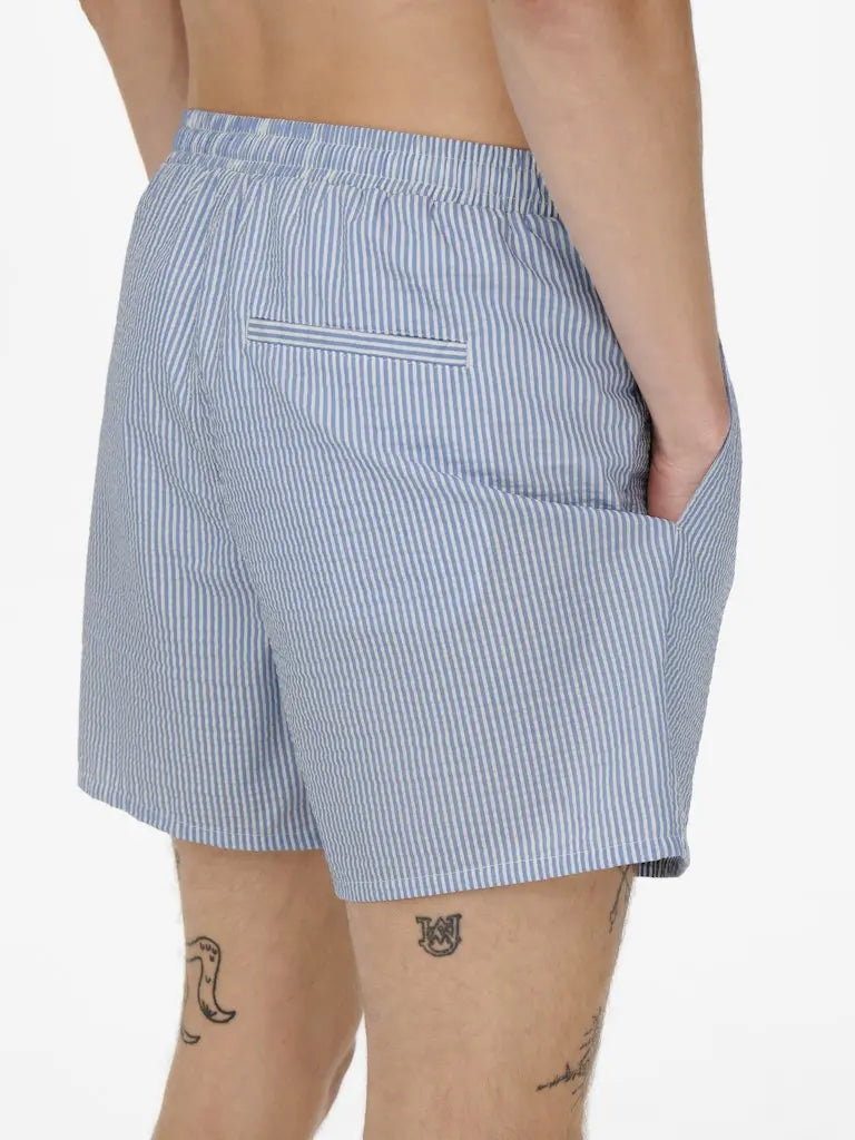 Ted Stripe Badeshorts Seersucker - Quiet Harbor Only & Sons