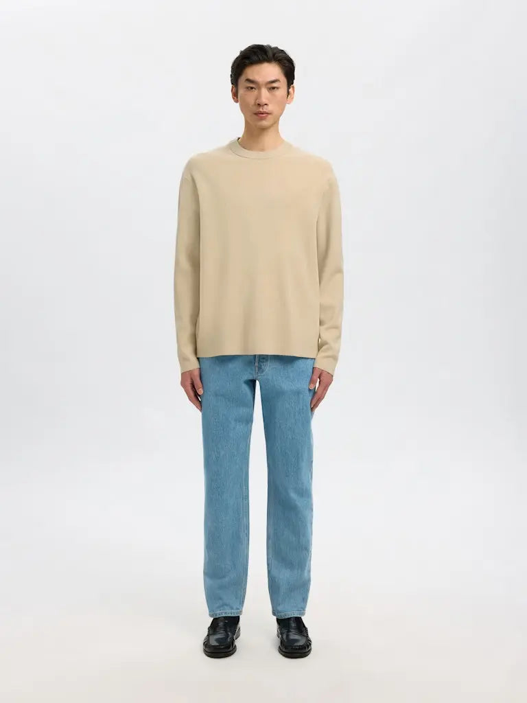 Teller Relaxed Genser - Oatmeal Selected Homme