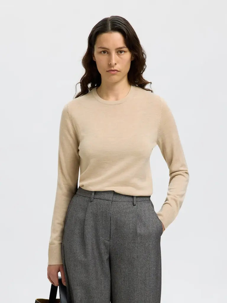 Thea Merinoull genser - Oatmeal Selected Femme