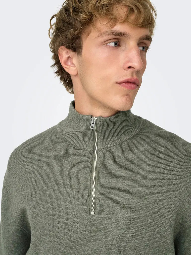 Ting Half Zip Genser - Castor Grey Only & Sons