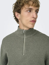 Ting Half Zip Genser - Castor Grey Only & Sons