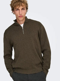 Ting Half Zip Genser - Coffee Bean Only & Sons