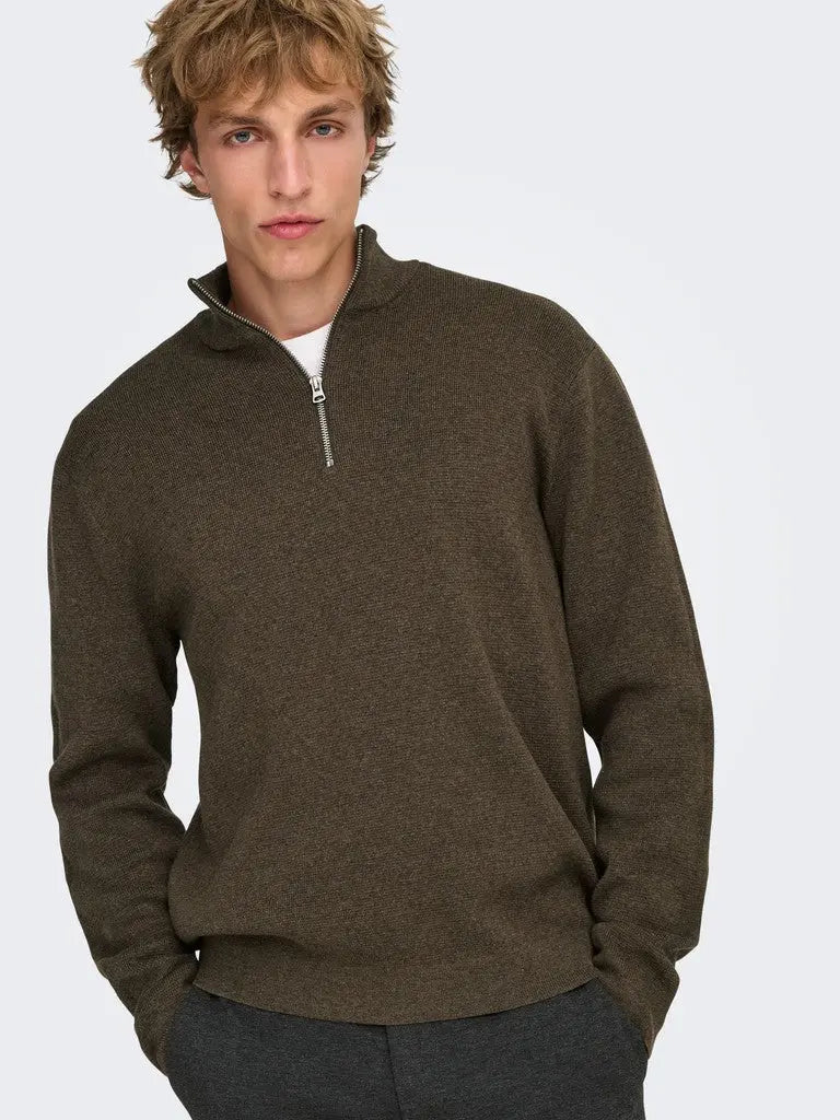 Ting Half Zip Genser - Coffee Bean Only & Sons