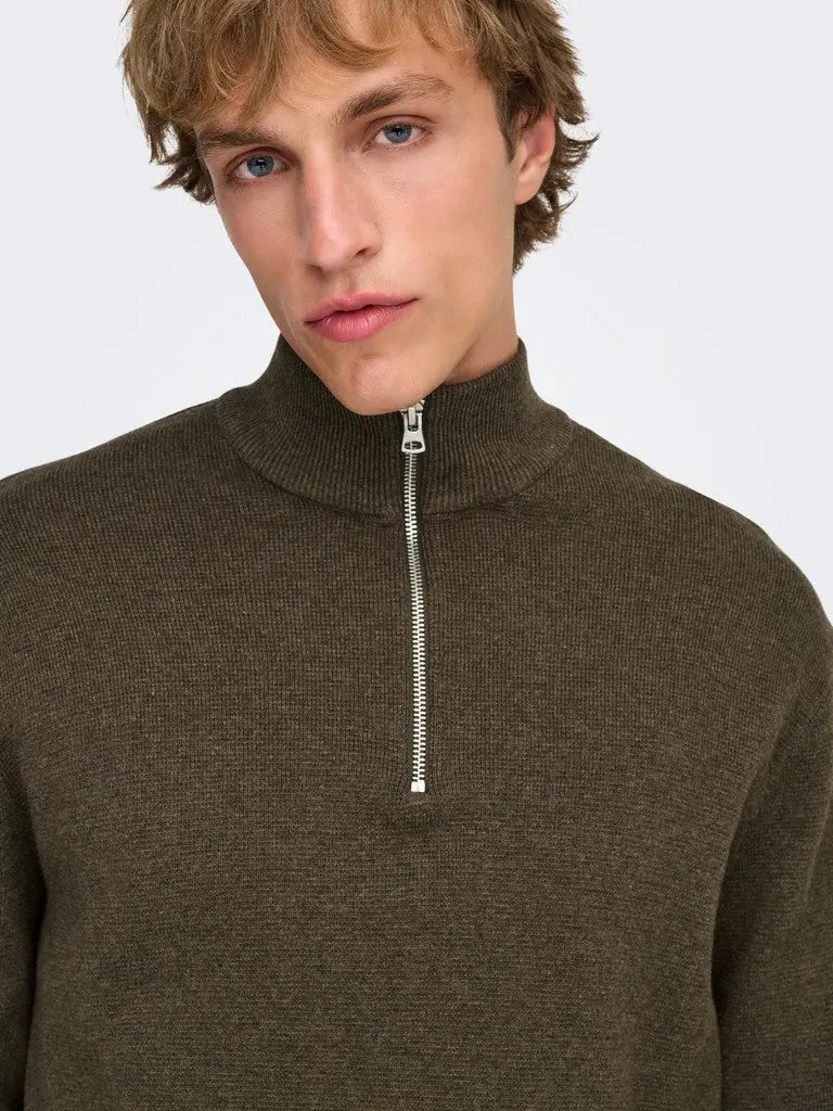 Ting Half Zip Genser - Coffee Bean Only & Sons