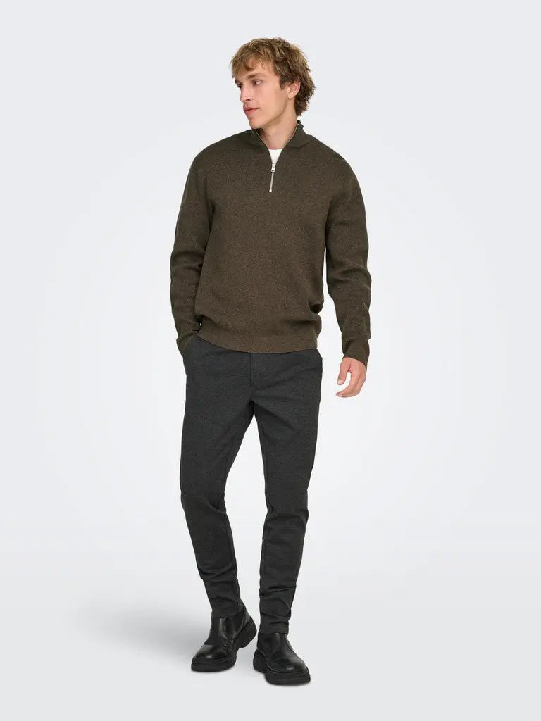 Ting Half Zip Genser - Coffee Bean Only & Sons