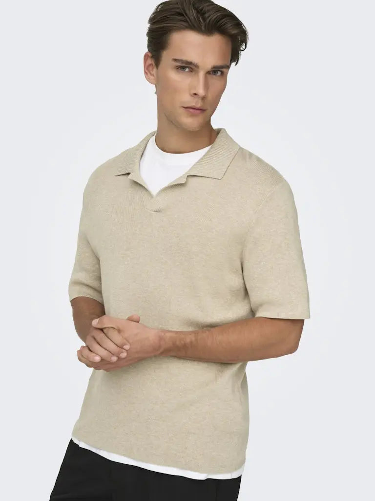 Travis Strikket Polo - Oatmeal Detail Only & Sons