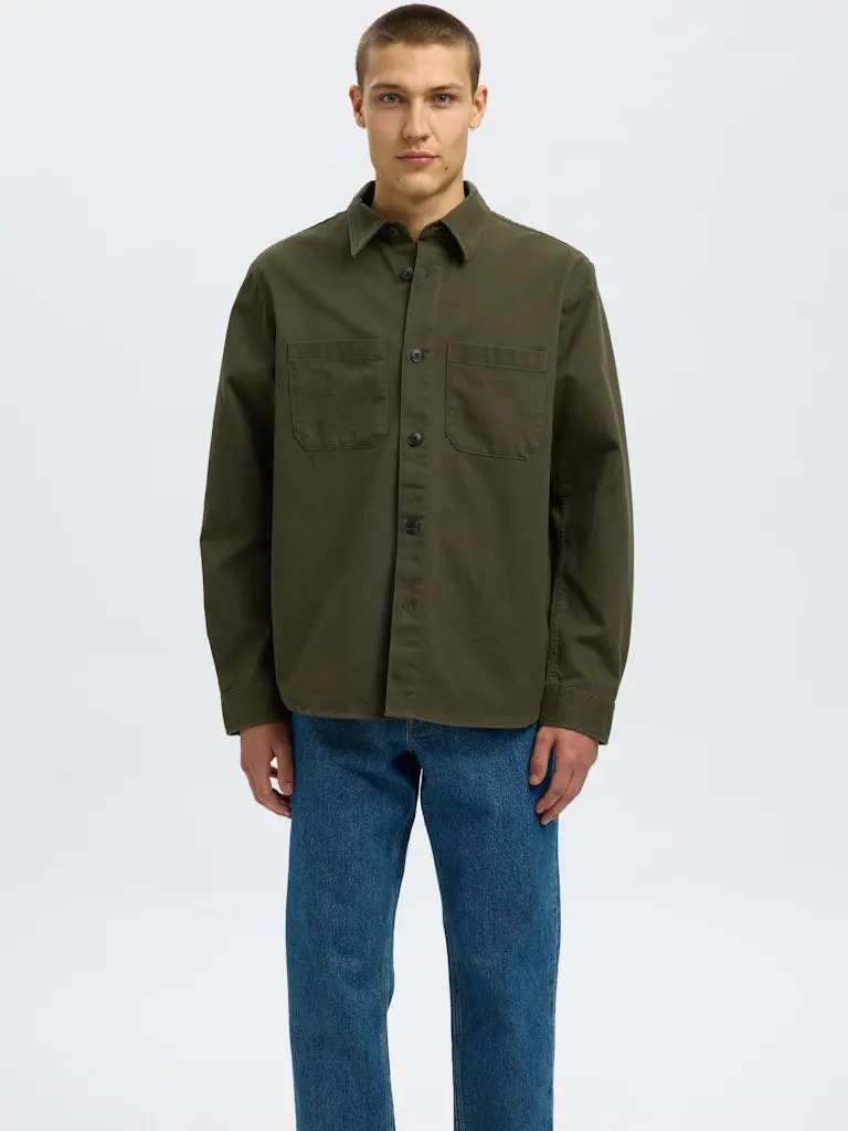 Travis Twill Overshirt - Forest Night Selected Homme