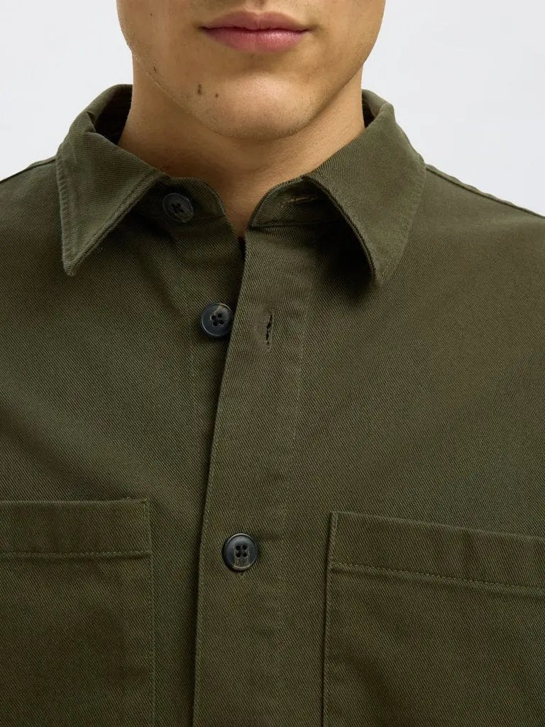 Travis Twill Overshirt - Forest Night Selected Homme