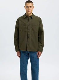 Travis Twill Overshirt - Forest Night Selected Homme
