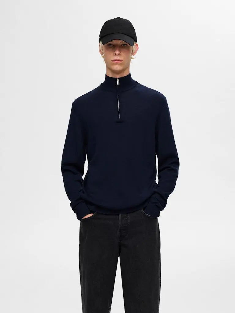 Tray Merino Half Zip Genser - Navy Blazer Selected Homme