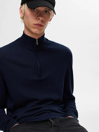 Tray Merino Half Zip Genser - Navy Blazer Selected Homme